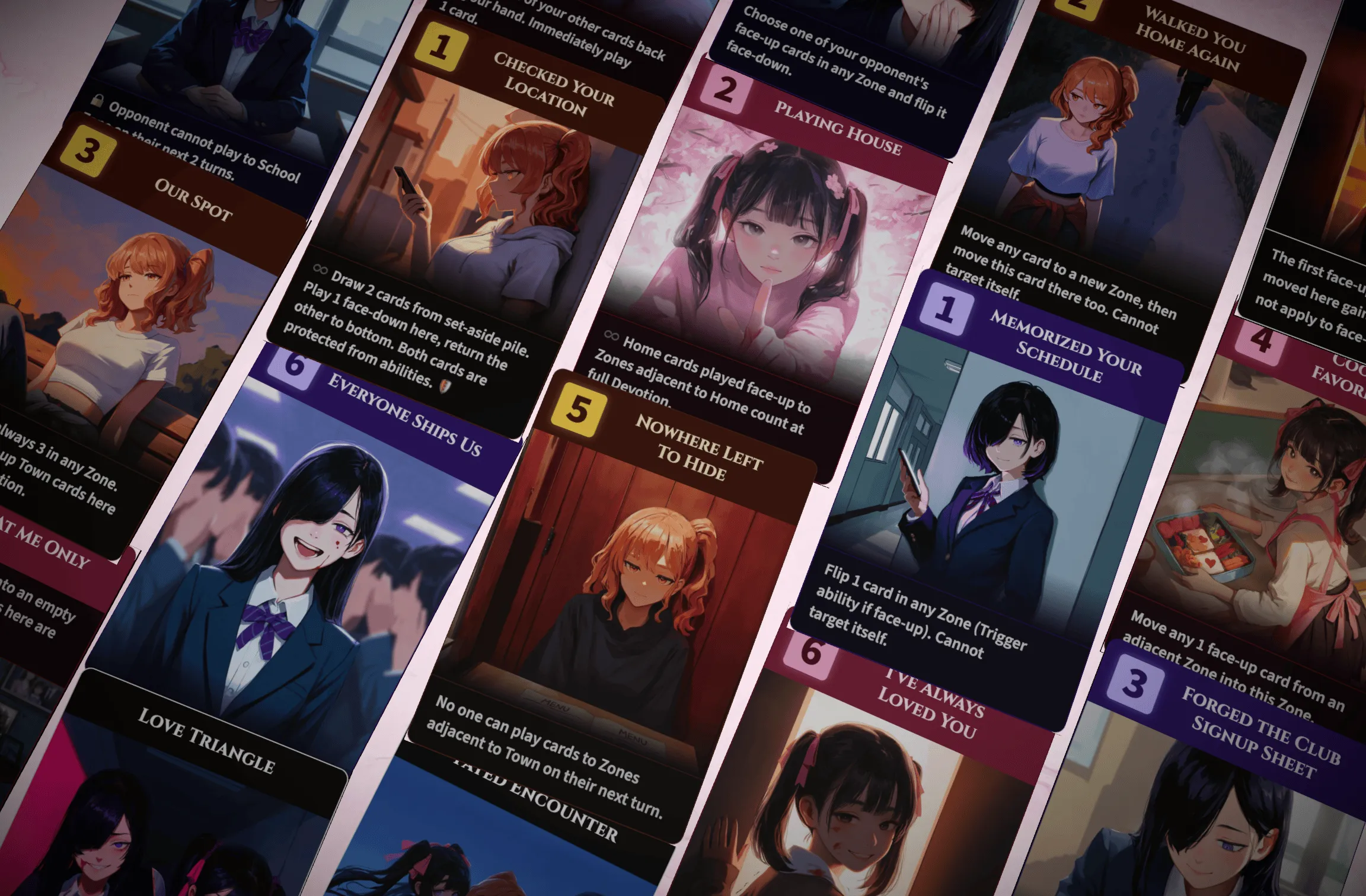 Beautifully arranged game cards