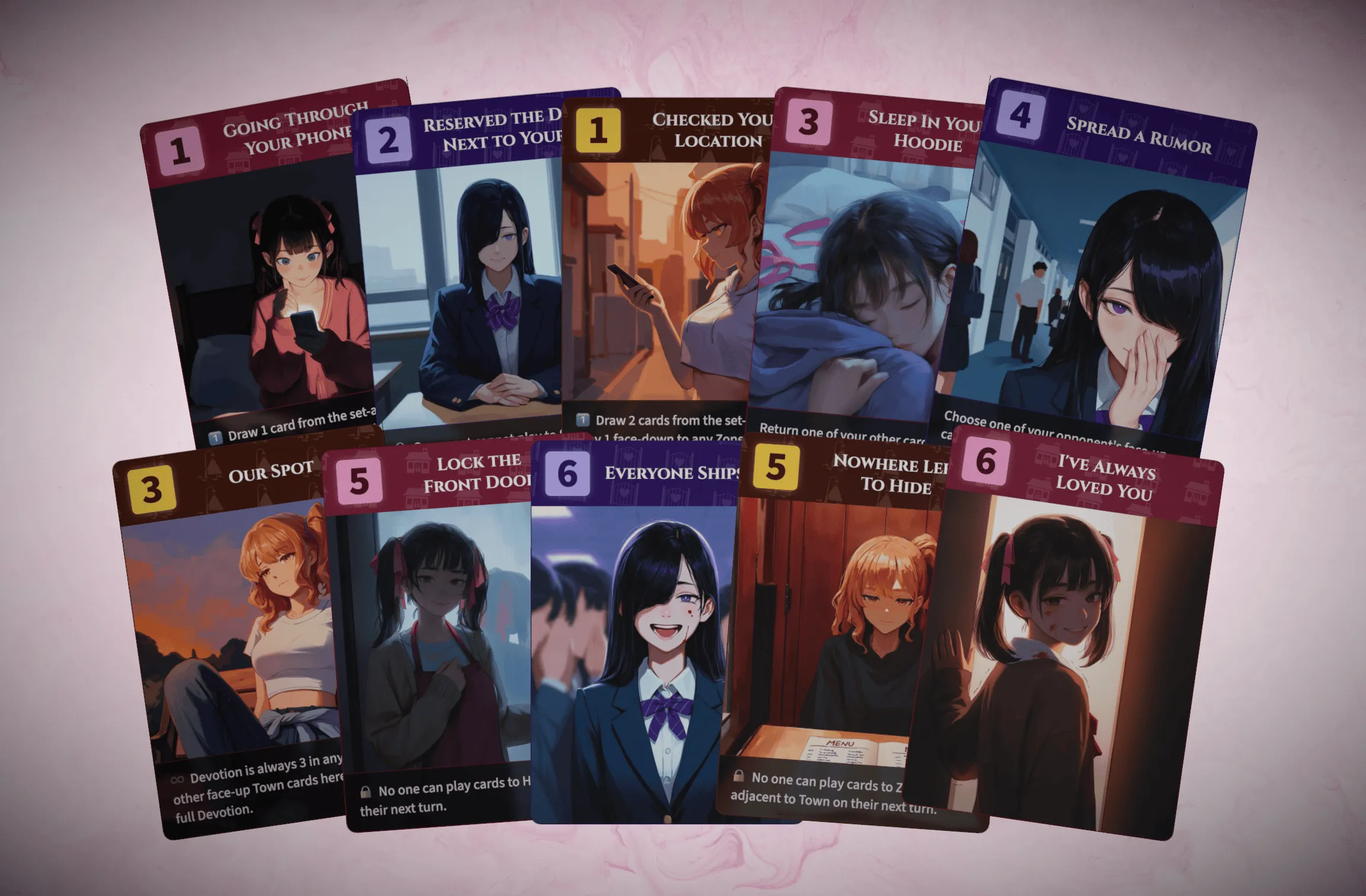 Affection Cards fanned out in a spread showing multiple card designs